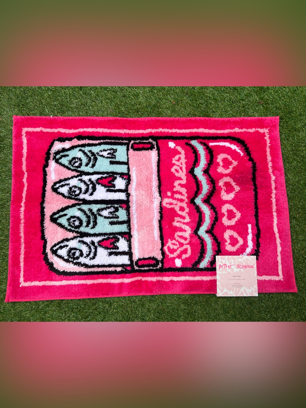 Betsey Johnson Pink Canned Sardines Bath Rug